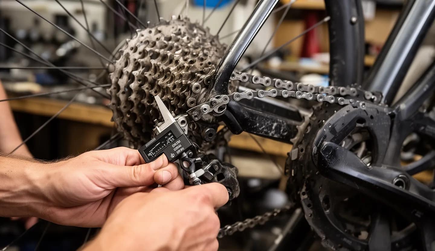 Controllo usura catena di bici da corsa